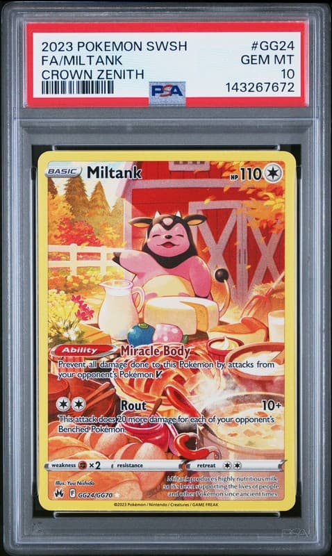 2023 POKEMON SWORD & SHIELD CROWN ZENITH #GG24 FULL ART/MILTANK PSA 10