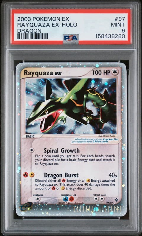 2003 POKEMON EX DRAGON #97 RAYQUAZA EX-HOLO PSA 9