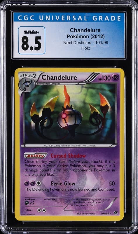 2012 POKEMON NEXT DESTINIES HOLO #101/99 CHANDELURE CGC 8.5