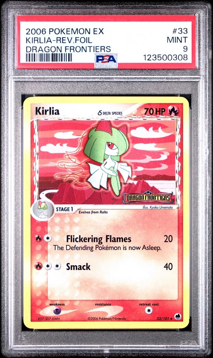 2006 POKEMON EX DRAGON FRONTIERS #33 KIRLIA-REVERSE FOIL PSA 9