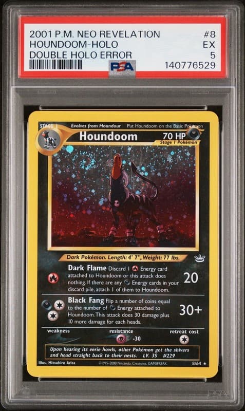 2001 POKEMON NEO REVELATION DOUBLE HOLO ERR #8 HOUNDOOM-HOLO PSA 5