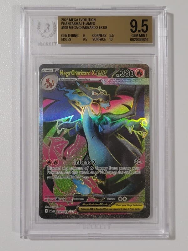 Pokemon - Phantasmal Flames - Mega Charizard X ex 109/094 Beckett 9.5 BGS