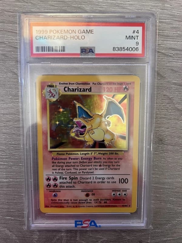 Pokemon Charizard 4/102 - PSA 9 MINT - Base Set Unlimited Holo