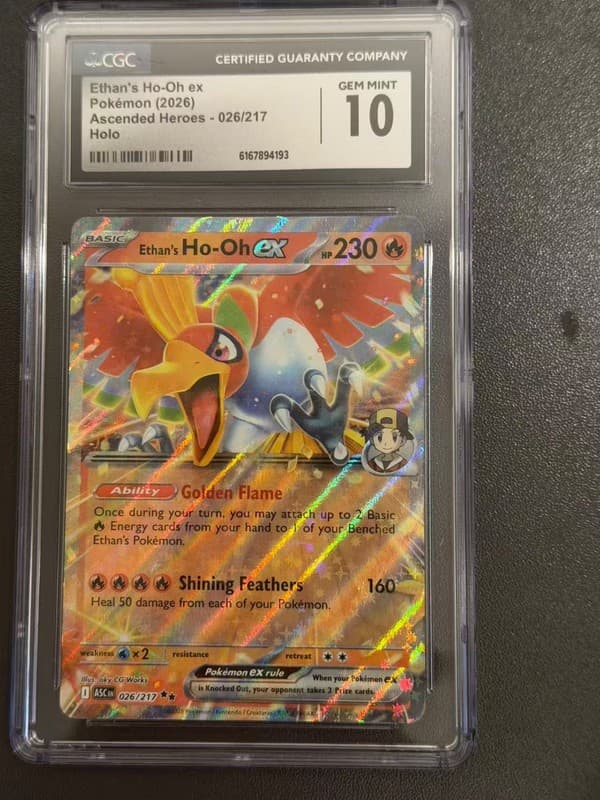 Pokemon CGC 10 GEM MINT 2026 ENGLISH 026 Ethan's Ho-Oh ex
