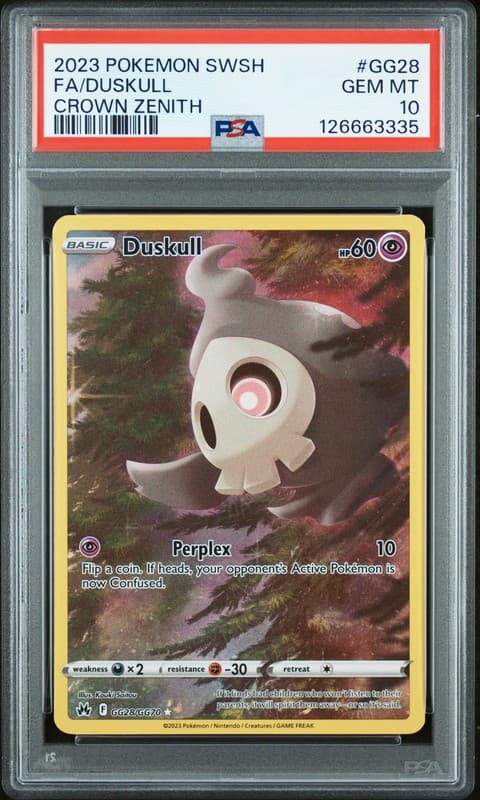 2023 POKEMON SWORD & SHIELD CROWN ZENITH #GG28 FULL ART/DUSKULL PSA 10