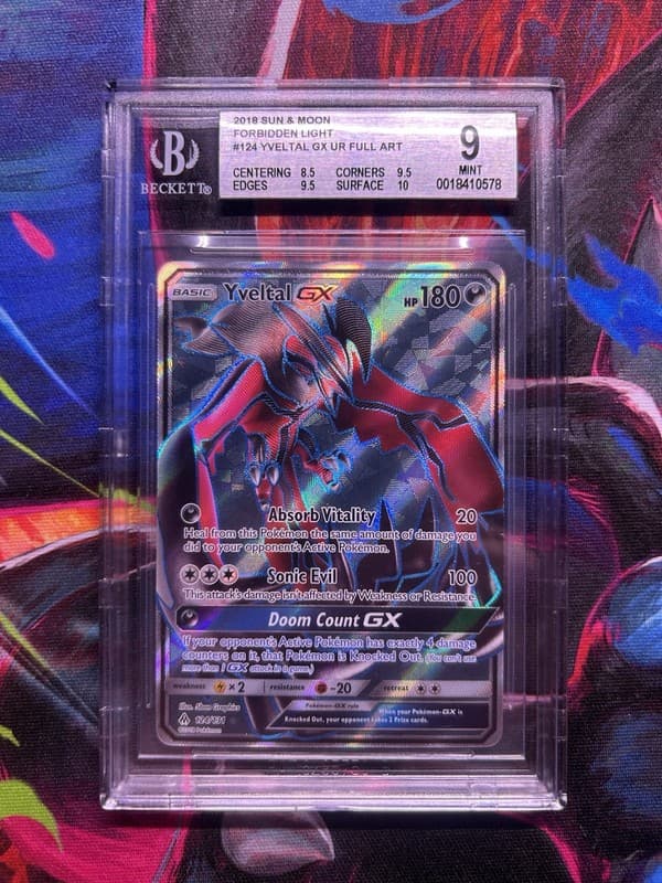 Yveltal GX (Full Art) 124/131 Sm-Forbidden Light Holo BGS 9