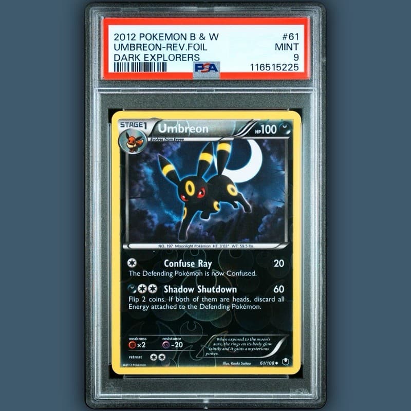 Umbreon 61/108 Dark Explorers Reverse Foil Pokemon 2012 PSA 9 NEW CERT POP 38🔥