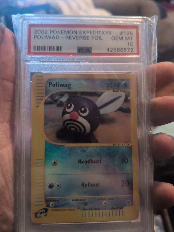 Pokemon TCG 2002 Expedition Poliwag 125/165 Reverse Holo Foil PSA 10