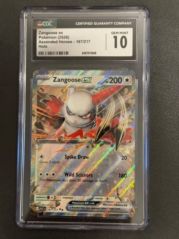 Pokemon CGC 10 GEM MINT 2026 ENGLISH 167 Zangoose ex