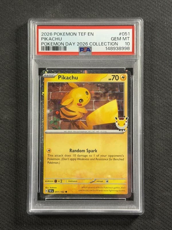 Pokemon Cards PSA 10 GEM MT Pikachu Pokemon Day 2026 Collection Promo 051/162