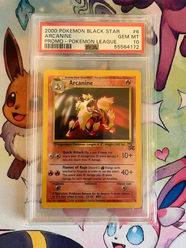 PSA 10 Arcanine 6 WOTC Black Star League Promo Pokemon Card
