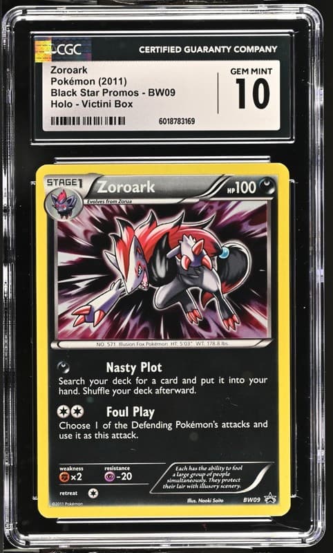 2011 Pokémon Black & White Promo #BW09 Zoroark - Holo Victini Box CGC 10 GEM