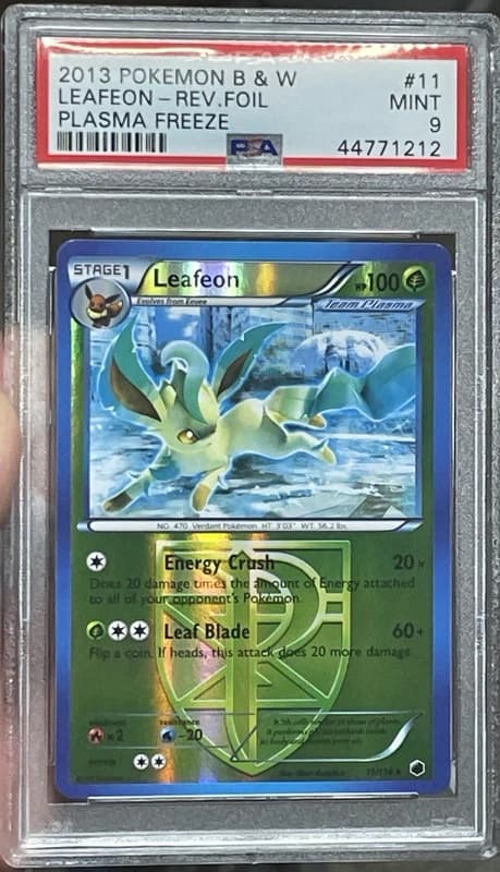 POP 33 PSA 9 Mint LEAFEON 2013 Pokemon Plasma Freeze #11/116 Reverse Holo Foil