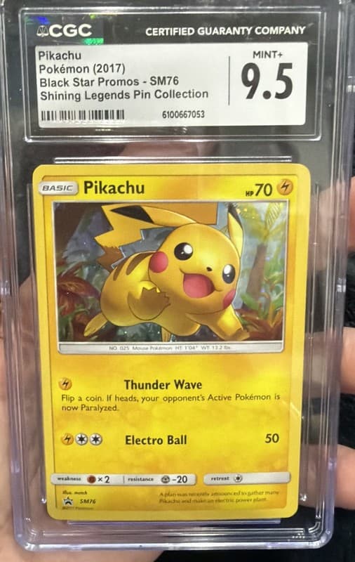 Pikachu SM76 Black Star Promo Pokémon 2017 Shining Legends Pin Collect’n CGC 9.5