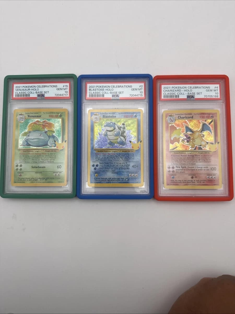 Pokemon PSA 10 Celebrations 25th Venusaur, Charizard, and Blastoise set