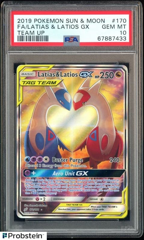 2019 Pokemon Sun & Moon Team Up #170/181 FA Latias & Latios Gx PSA 10 GEM MINT