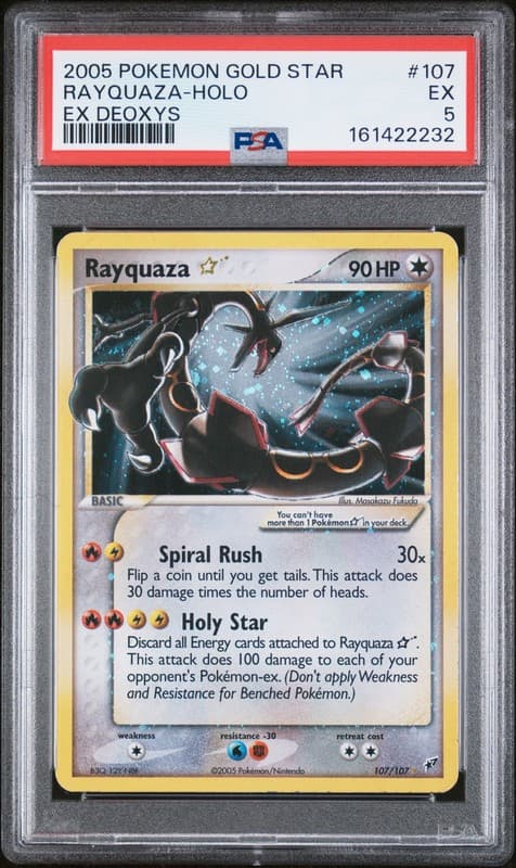 2005 POKEMON EX DEOXYS GOLD STAR #107 RAYQUAZA-HOLO PSA 5