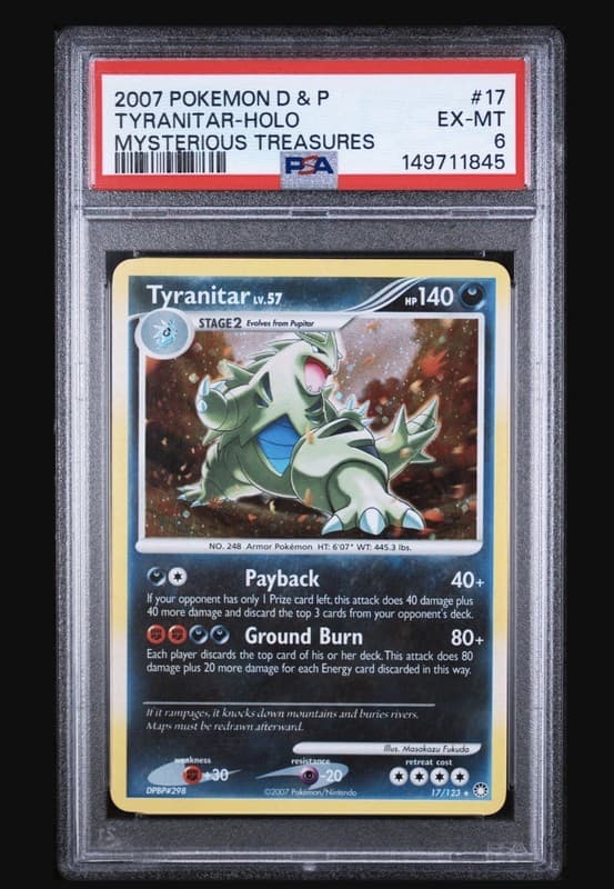 Pokemon Tyranitar D&P Mysterious Treasures Holo Rare #17/123 PSA 6