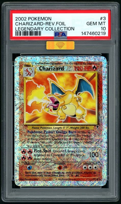 POP 1 MBA GOLD POKEMON LEGENDARY COLLECTION CHARIZARD REV. RARE #3 PSA 10