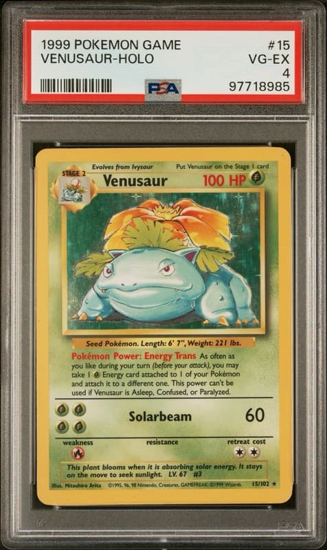 1999 Pokemon Game Venusaur Holo Base Set Unlimited PSA 4