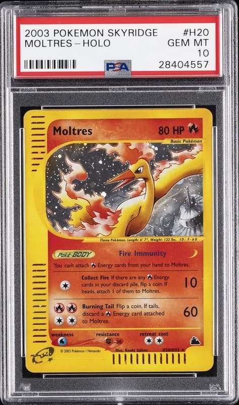 2003 POKEMON SKYRIDGE #H20 MOLTRES-HOLO PSA 10