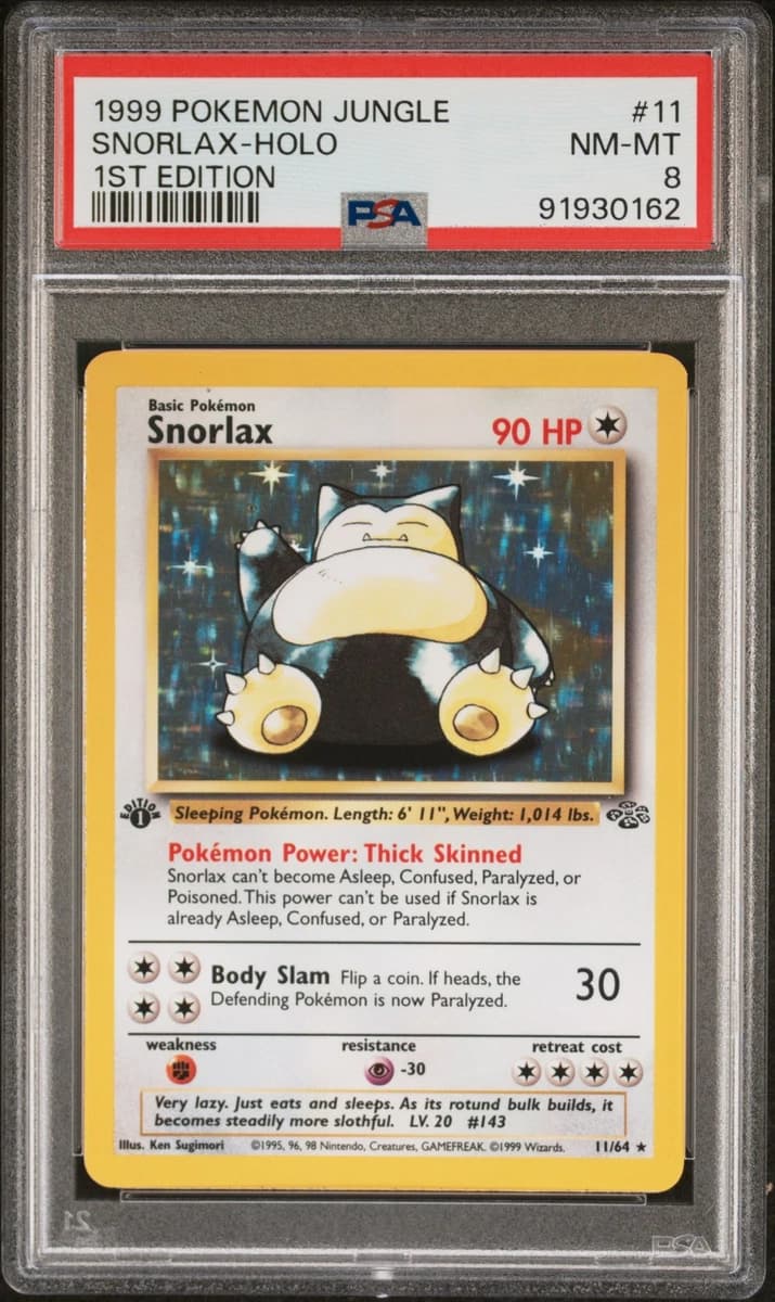 1999 POKEMON JUNGLE 1ST EDITION #11 SNORLAX-HOLO PSA 8