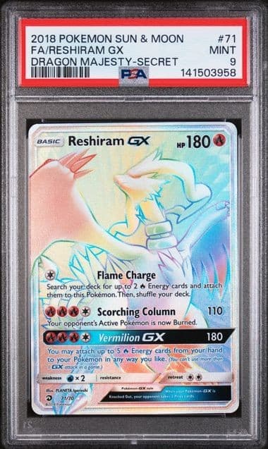 PSA 9 Reshiram GX - 71/70 - Dragon Majesty - Pokemon - Read Description