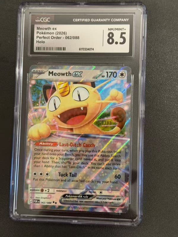 Pokemon CGC 8.5 MINT 2026 ENGLISH 062 Meowth ex