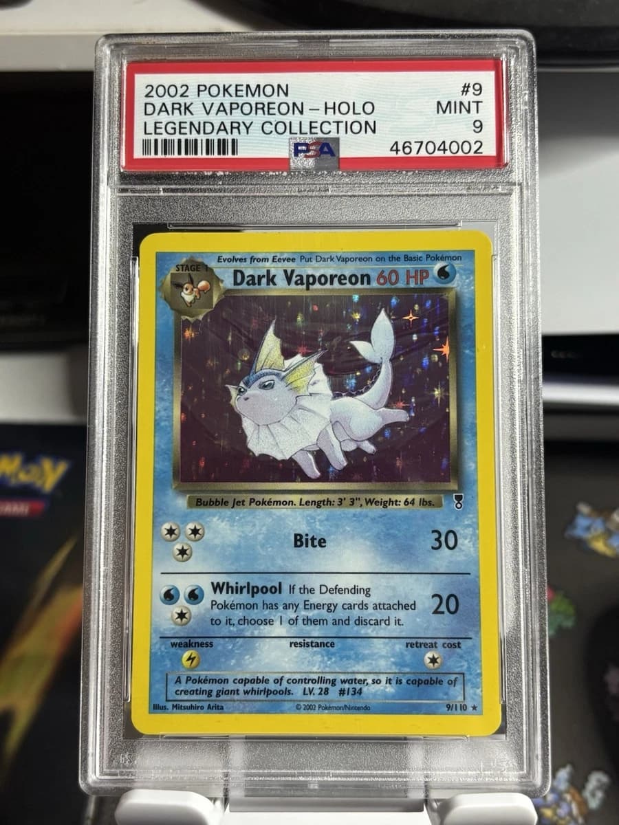 2002 Pokemon Legendary Collection Dark Vaporeon #9 Holo PSA 9 MINT
