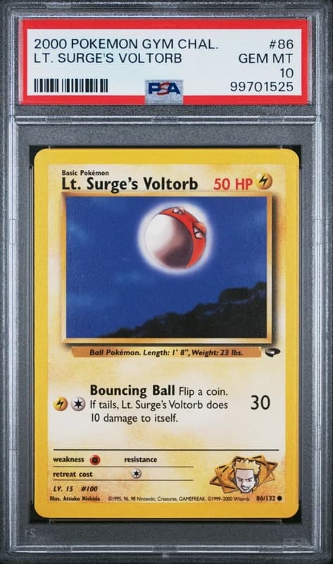 2000 Pokemon Gym Challeng Lt. Surge's Voltorb #86 English 86/132 - PSA 10 GEM MT