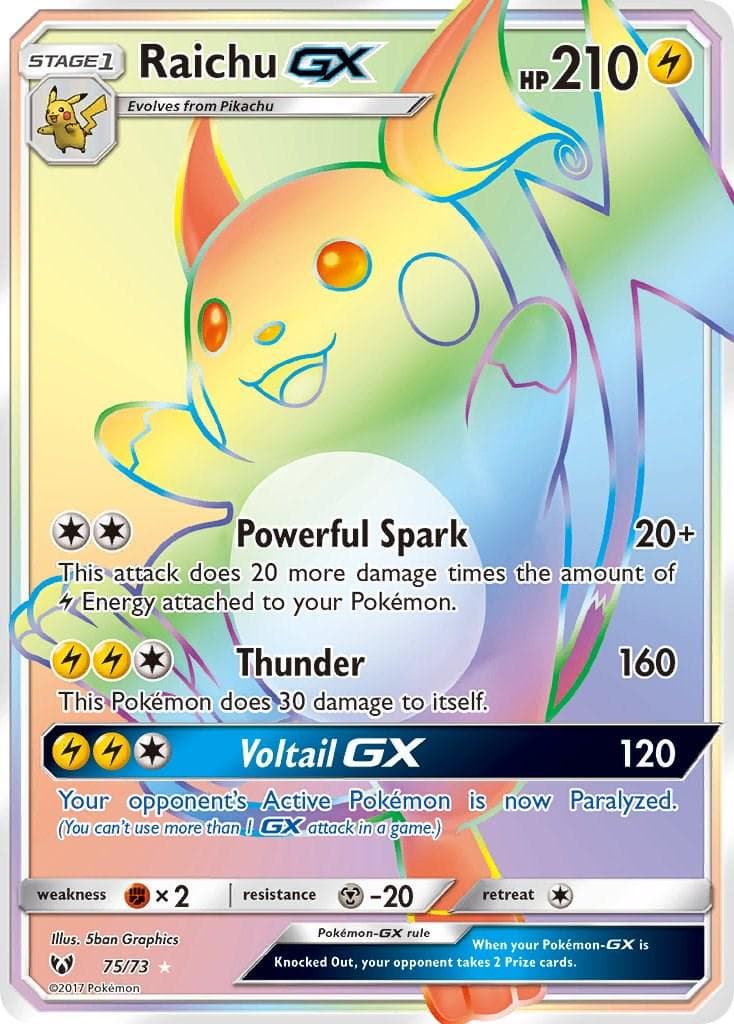 Raichu GX 75/73 Secret - Pokémon S&M: Shining Legends PSA 10 GEM MT