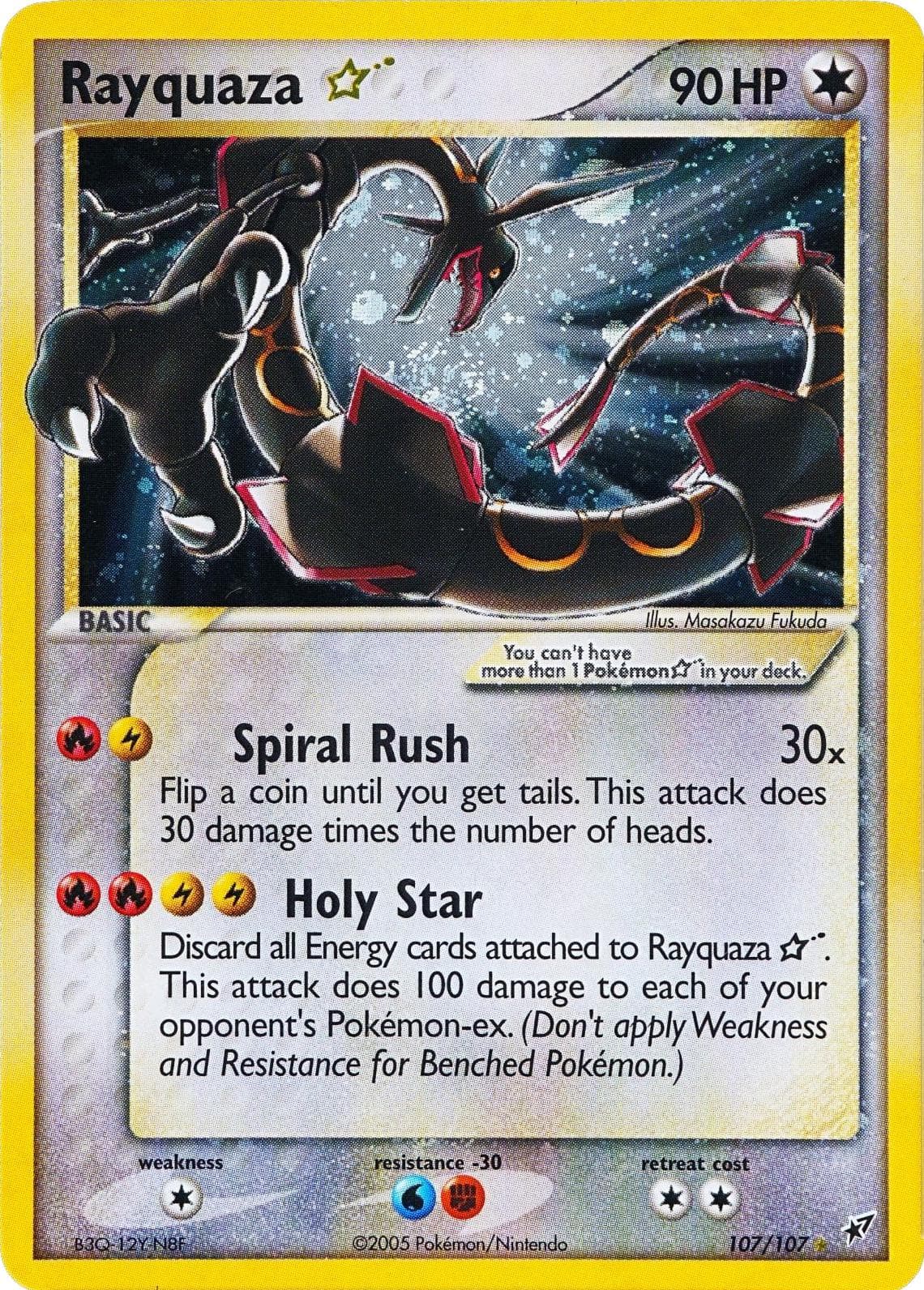 2005 Pokemon EX Gold Star Deoxys Rayquaza Holo 930/1000 #107/107 TAG 9