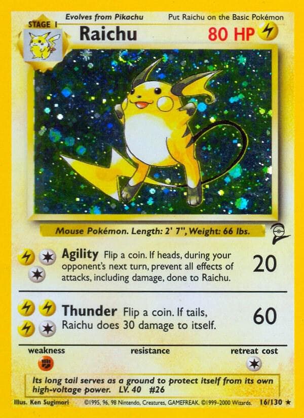 1999 Pokemon Base Set Prerelease Holo #14 Raichu - PSA EX-MT 6 - Pop 2 - One of the Rarest English Pokemon Cards Ever Created