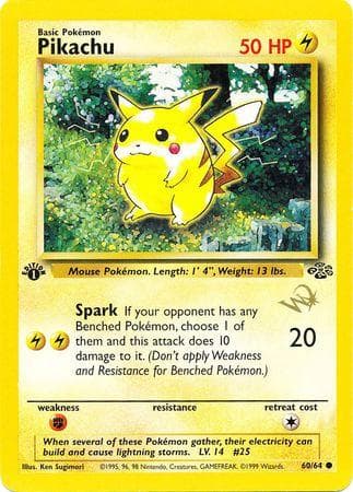 1999 Italalian Pokemon Jungle #60 Pikachu Near Mint 1st Edition PSA 8 Italian #60