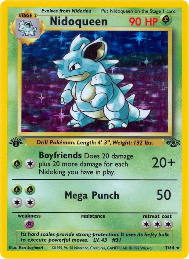 Pokemon 1st Edition Nidoqueen Holo Jungle 7/64 CGC 8 NM/Mint w/ Sub-Grades