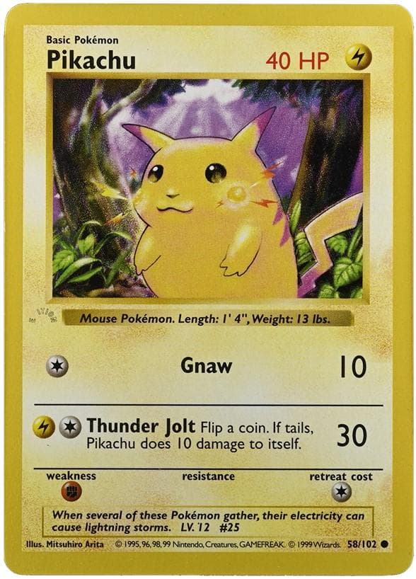 1999 POKEMON BASE SET UNLIMITED YELLOW CHEEKS #58 PIKACHU PSA 9 #58