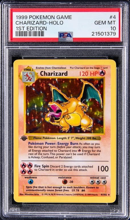 1999 Pokemon Base Set 1st Edition Rare Holofoil #4 Charizard - PSA GEM MT 10