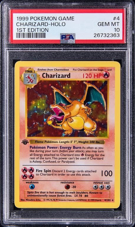 1999 Pokemon Base Set 1st Edition Rare Holofoil #4 Charizard - PSA GEM MT 10