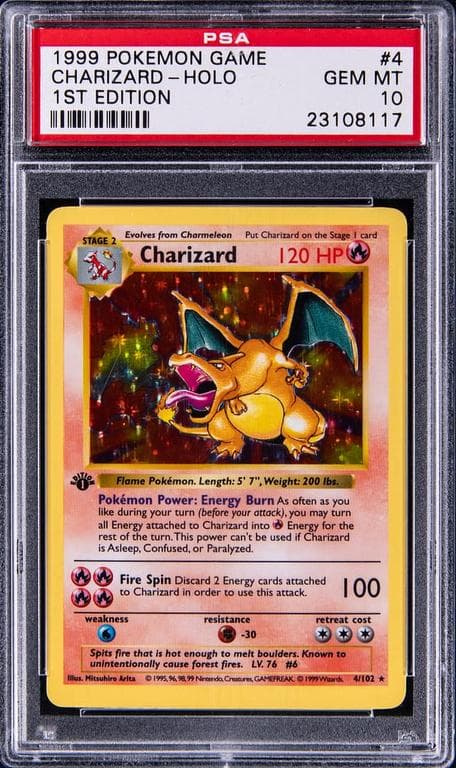1999 Pokemon Base Set 1st Edition Rare Holofoil #4 Charizard - PSA GEM MT 10