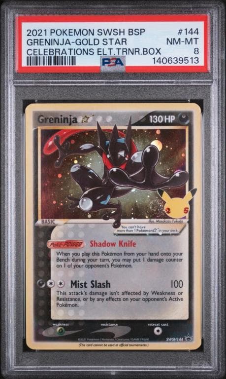 SWIRL Greninja Gold Star SWSH144 PSA 8 Celebrations Promo  Pokemon