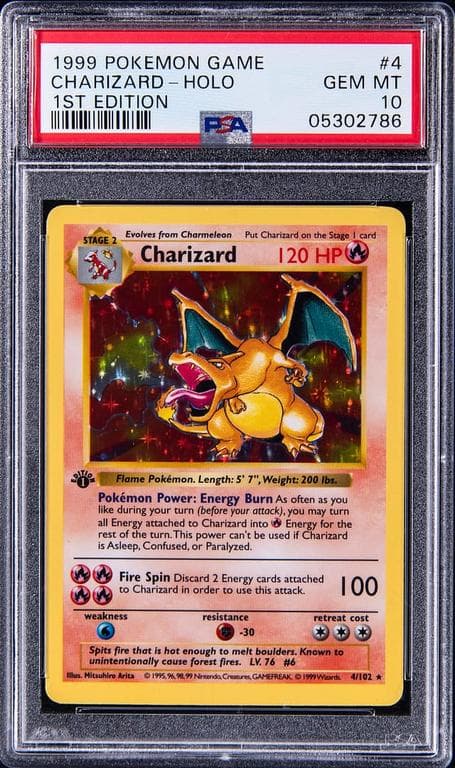 1999 Pokemon Base Set 1st Edition Rare Holofoil #4 Charizard - PSA GEM MT 10