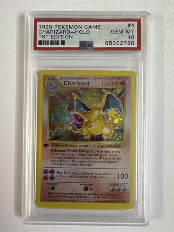 1999 Pokemon Game Charizard Holo 4/102 First Edition PSA 10 Mint