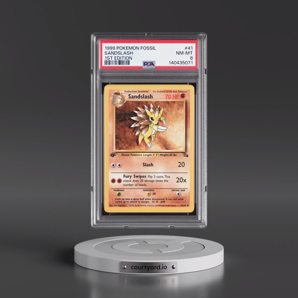 1999 Pokémon Fossil #41 Sandslash - 1st Edition (PSA 8 NM-MT)