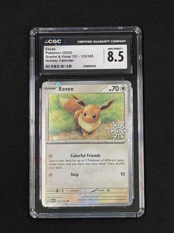 CGC 8.5 Eevee 133/165 2025 Pokemon TCG SV 151 Holo Holiday Calendar ENG