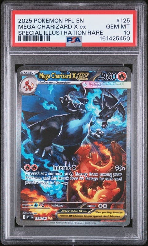 2025 POKEMON PHANTASMAL FLAMES ILLUSTRATION RARE #125 MEGA CHARIZARD X EX PSA 10