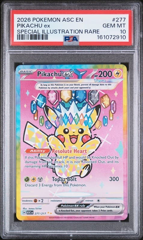 2026 POKEMON ASC EN-ASCENDED HEROES SPECIAL ILLUSTRATION RARE PIKACHU EX PSA 10