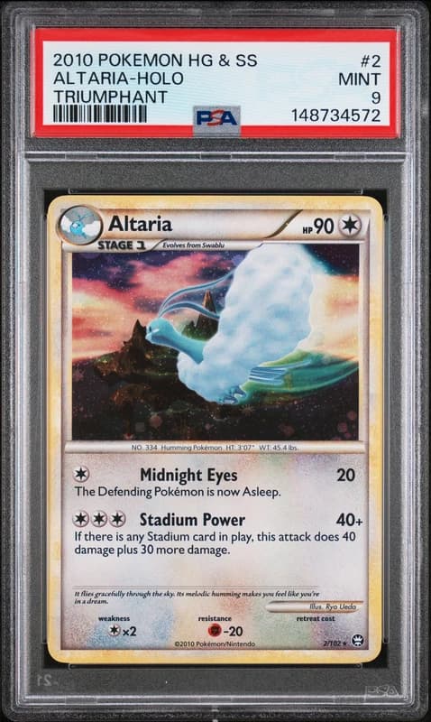 2010 POKEMON HEARTGOLD & SOULSILVER TRIUMPHANT #2 ALTARIA-HOLO PSA 9