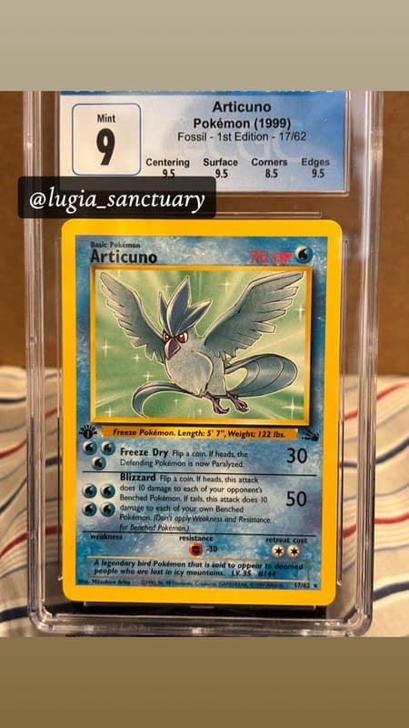 1999 POKEMON FOSSIL 1ST ED #17 ARTICUNO CGC 9 w/ subgrades