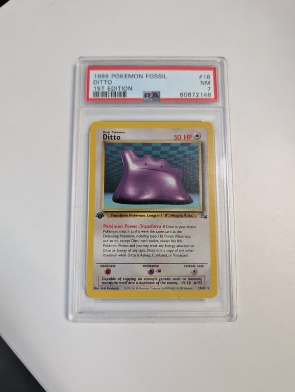 Pokemon TCG Fossil 1st Edition Ditto 18/62 PSA 7 (1999)