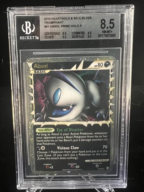 BGS 8.5 Absol Prime Holo Heartgold & Soulsilver Triumphant 91/102 Pokemon NM-MT+